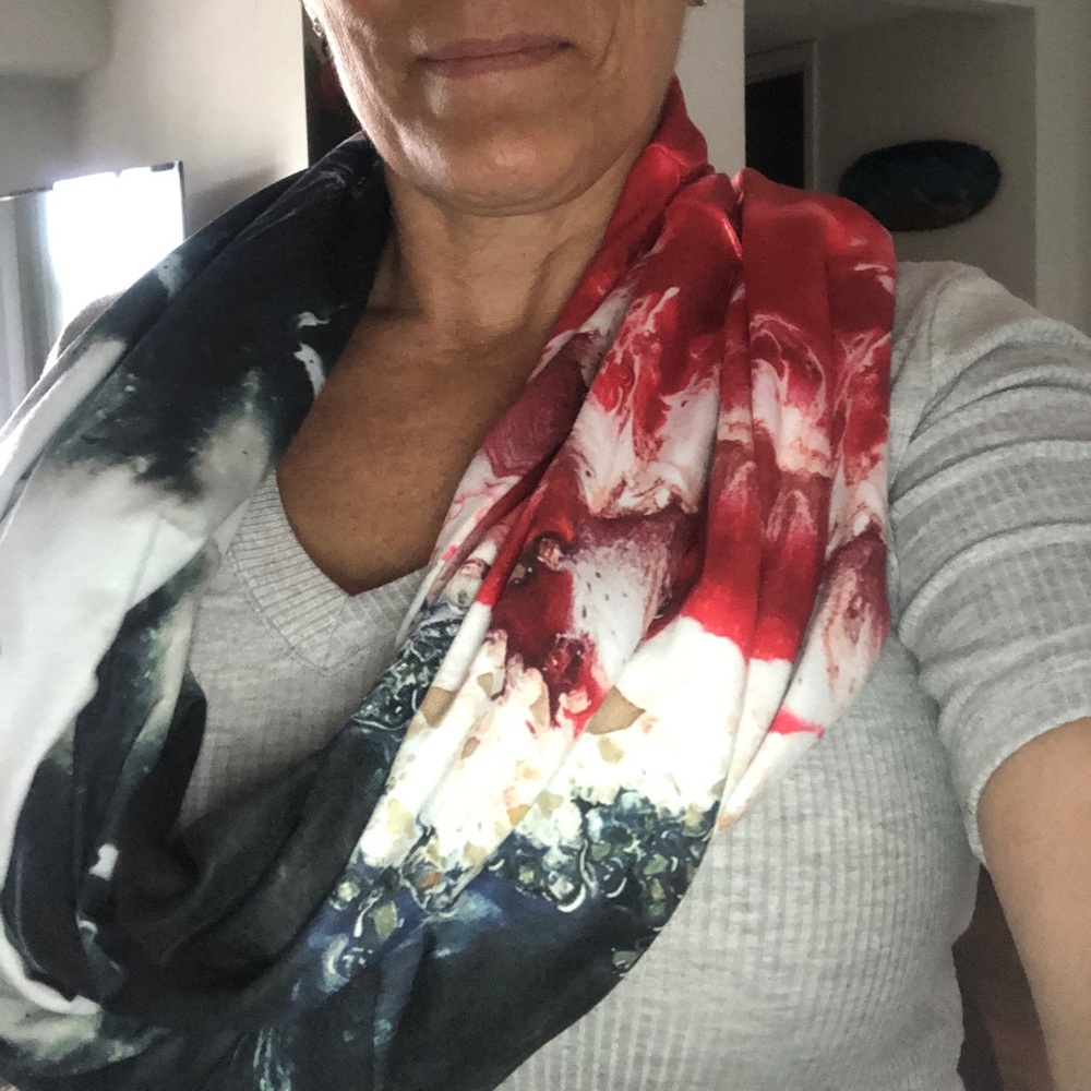My artwork printed on a scarf.